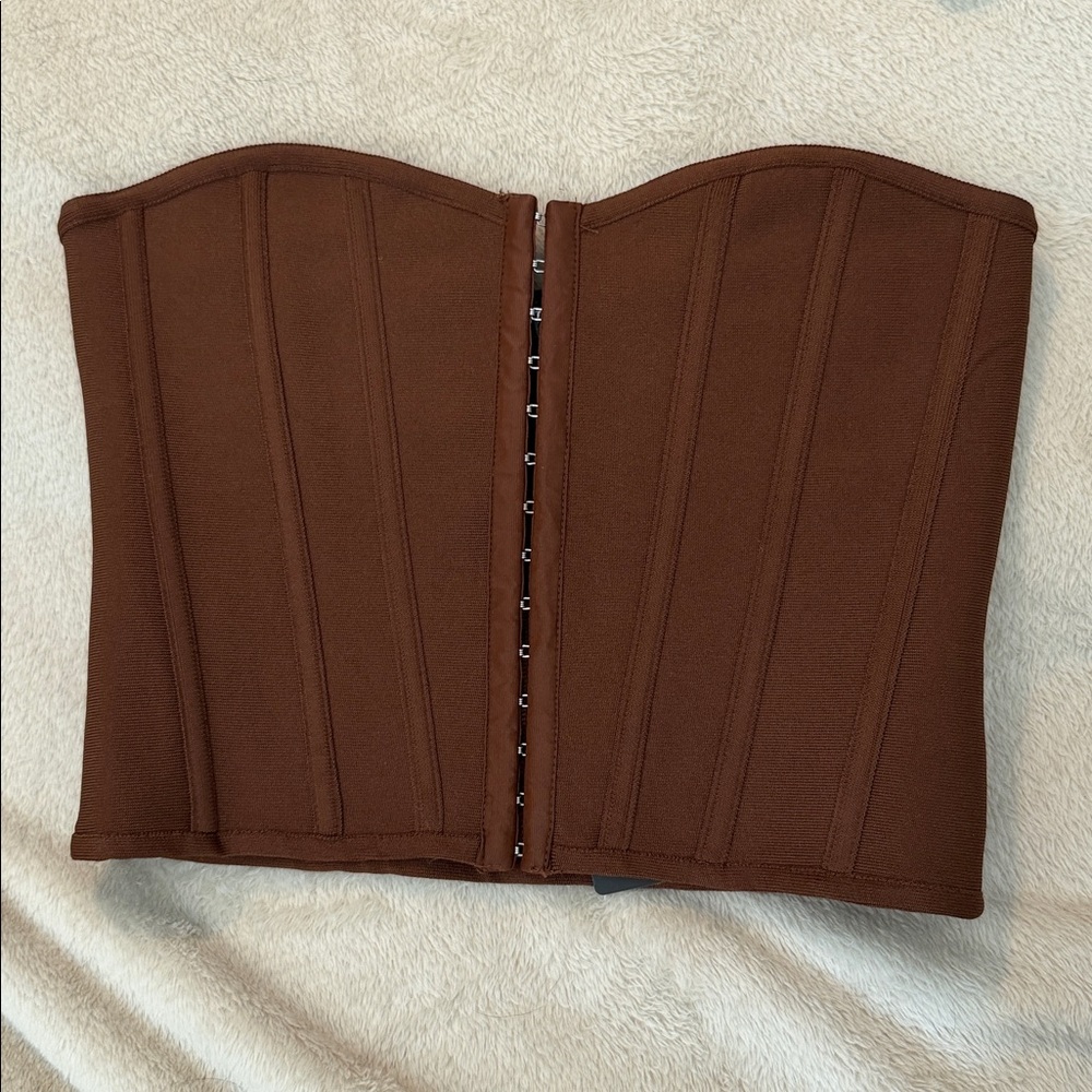 Brown Strapless Corset Top